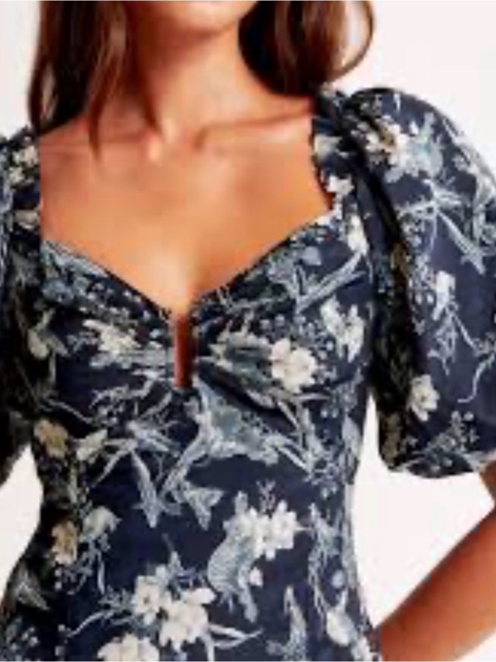 Abercrombie Hardware Drama Puff Sleeve Maxi Dress Navy Floral Dress XS Tall - Picture 7 of 7